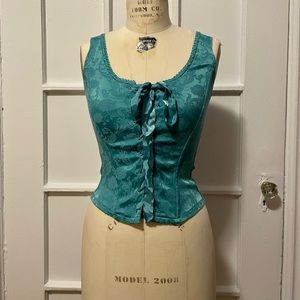 VINTAGE BROCADE LACE UP CORSET